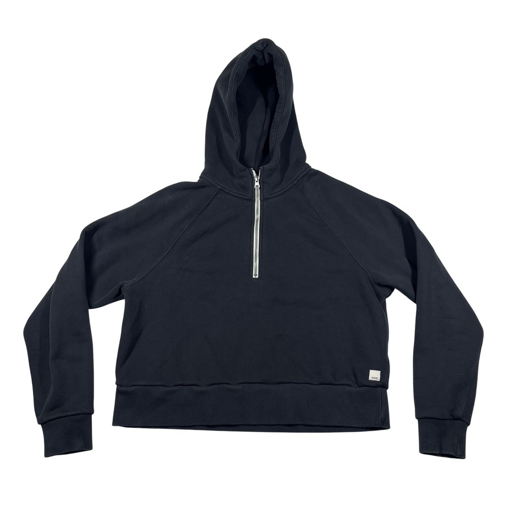 Vuori Restore Half Zip Hoodie Black Organic Cotton Fleece VW288 Womens Medium - Picture 4 of 12